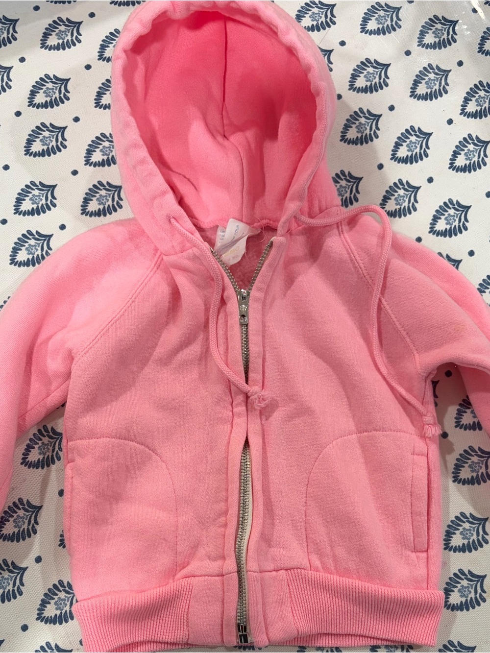 1980s Vintage Pink Girls Zip-Up Hooded Sweatshirt